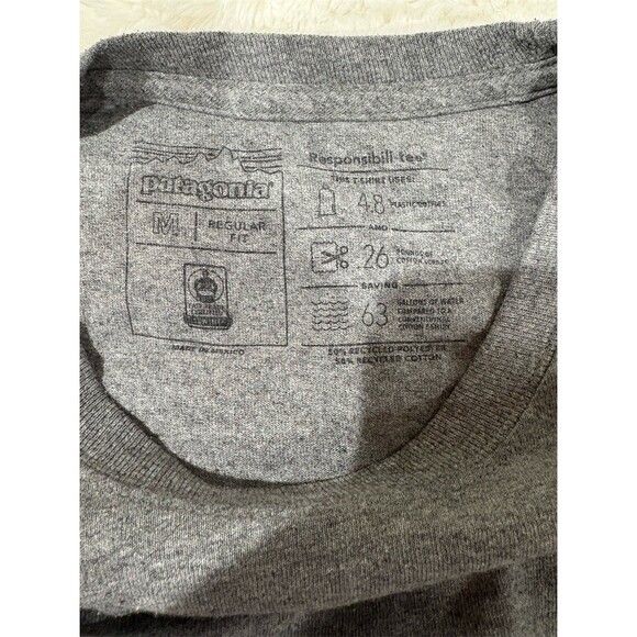Patagonia Responsibili-Tee Mens M Heather Gray P-6 Logo Graphic T-Shirt - Picture 7 of 7